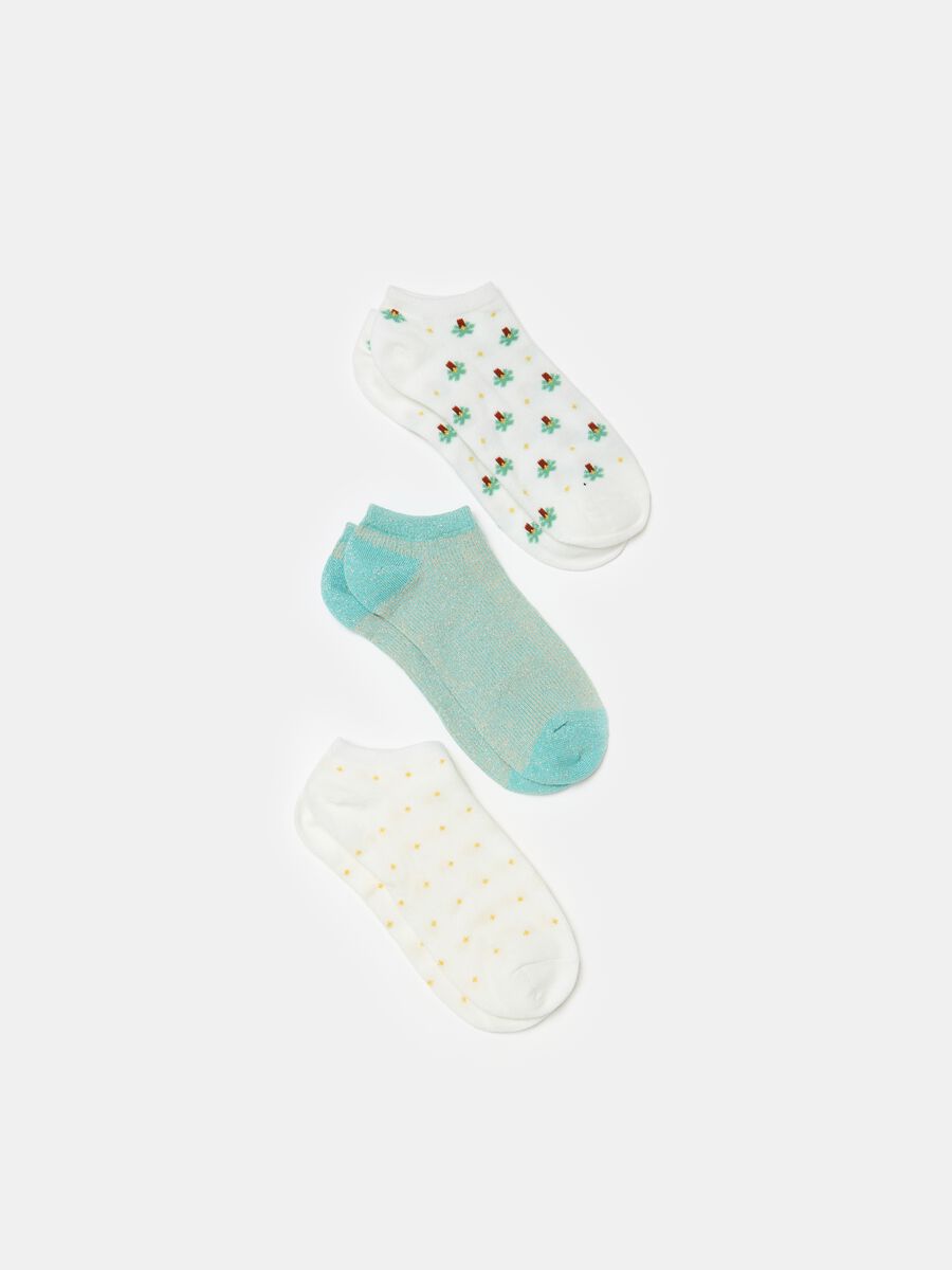 Three-pair pack shoe liners in organic cotton with lurex_0