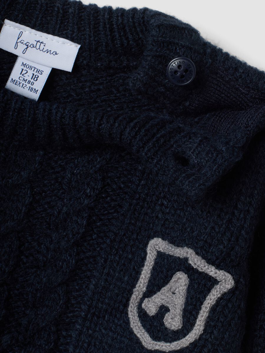 Blue crew-neck cable-knit jumper_3