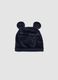 Gorro azul em algod&atilde;o org&acirc;nico com orelhas aplicadas e estampados do Mickey_1