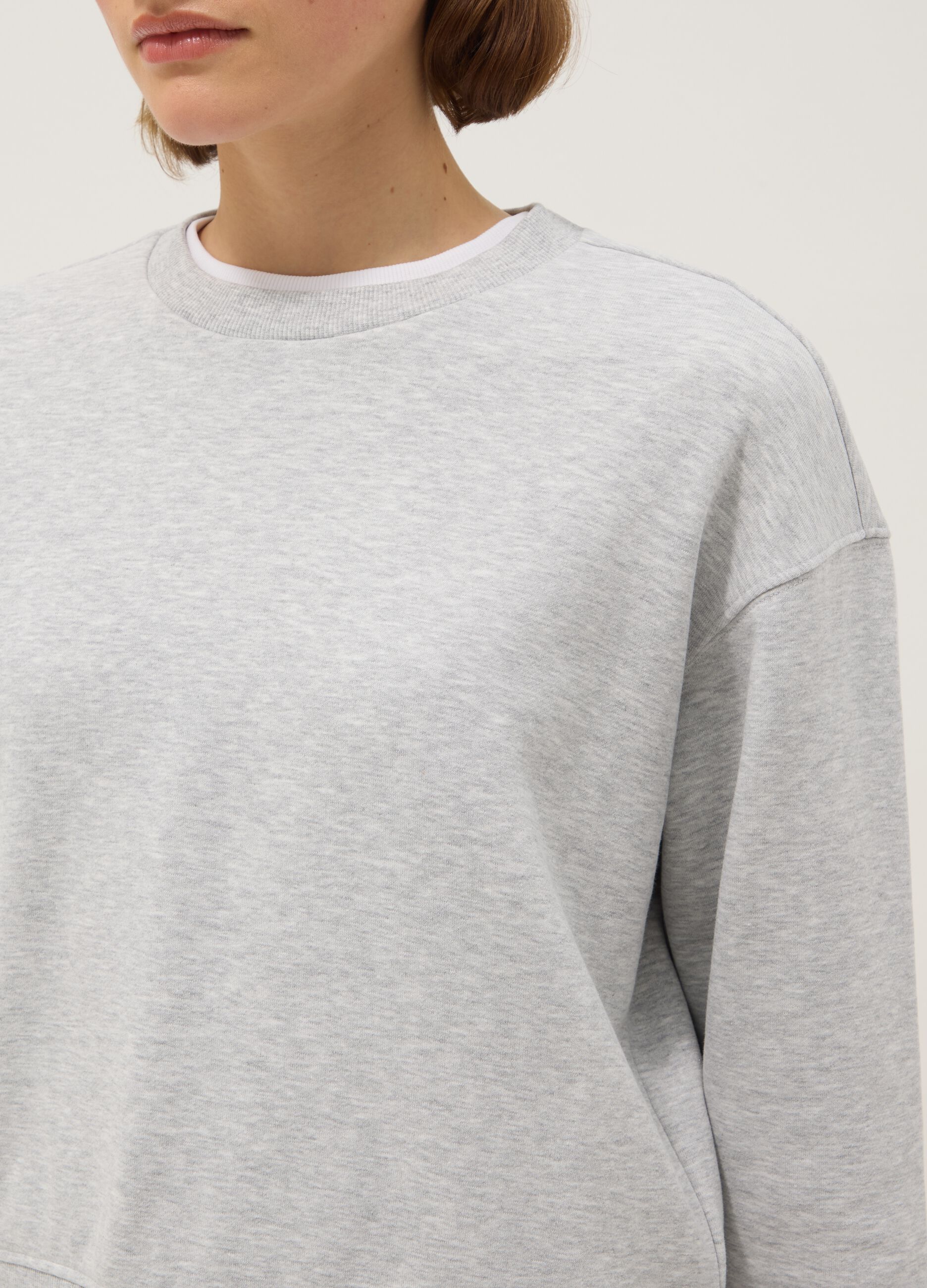 Brown cotton blend regular fit sweatshirt with crew neck