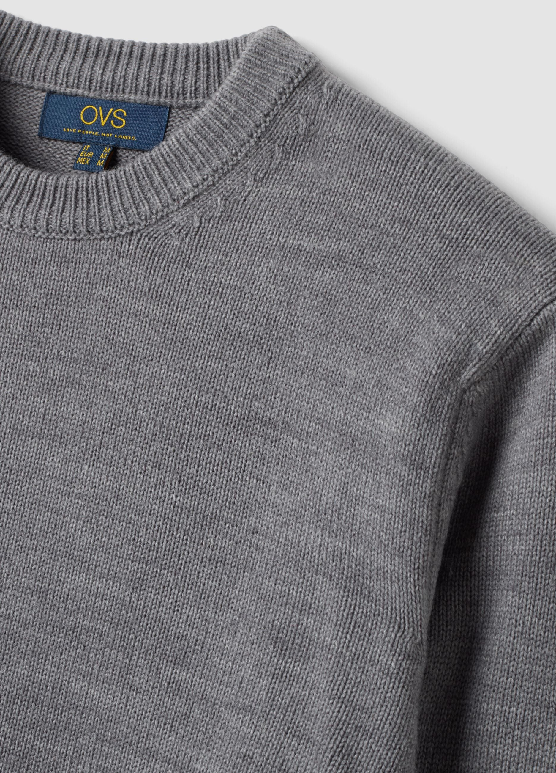 Grey crew-neck jumper in knit jersey, regular fit