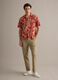 Red organic cotton shirt with tropical print_2