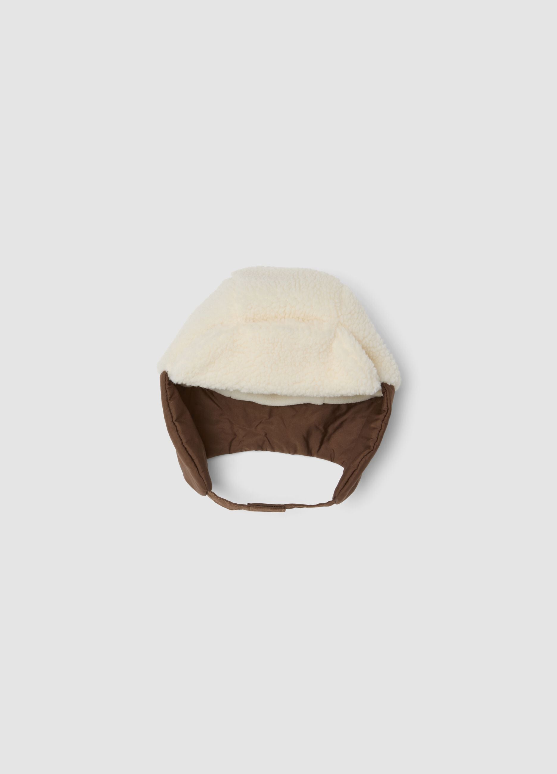 Cappello marrone chiaro aviatore con effetto teddy