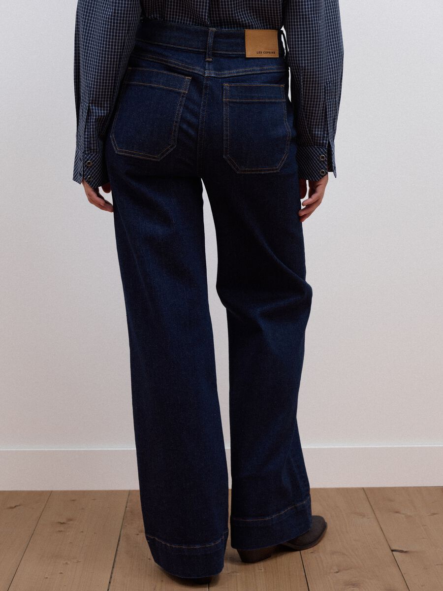 Blue wide-leg jeans in stretch cotton_3