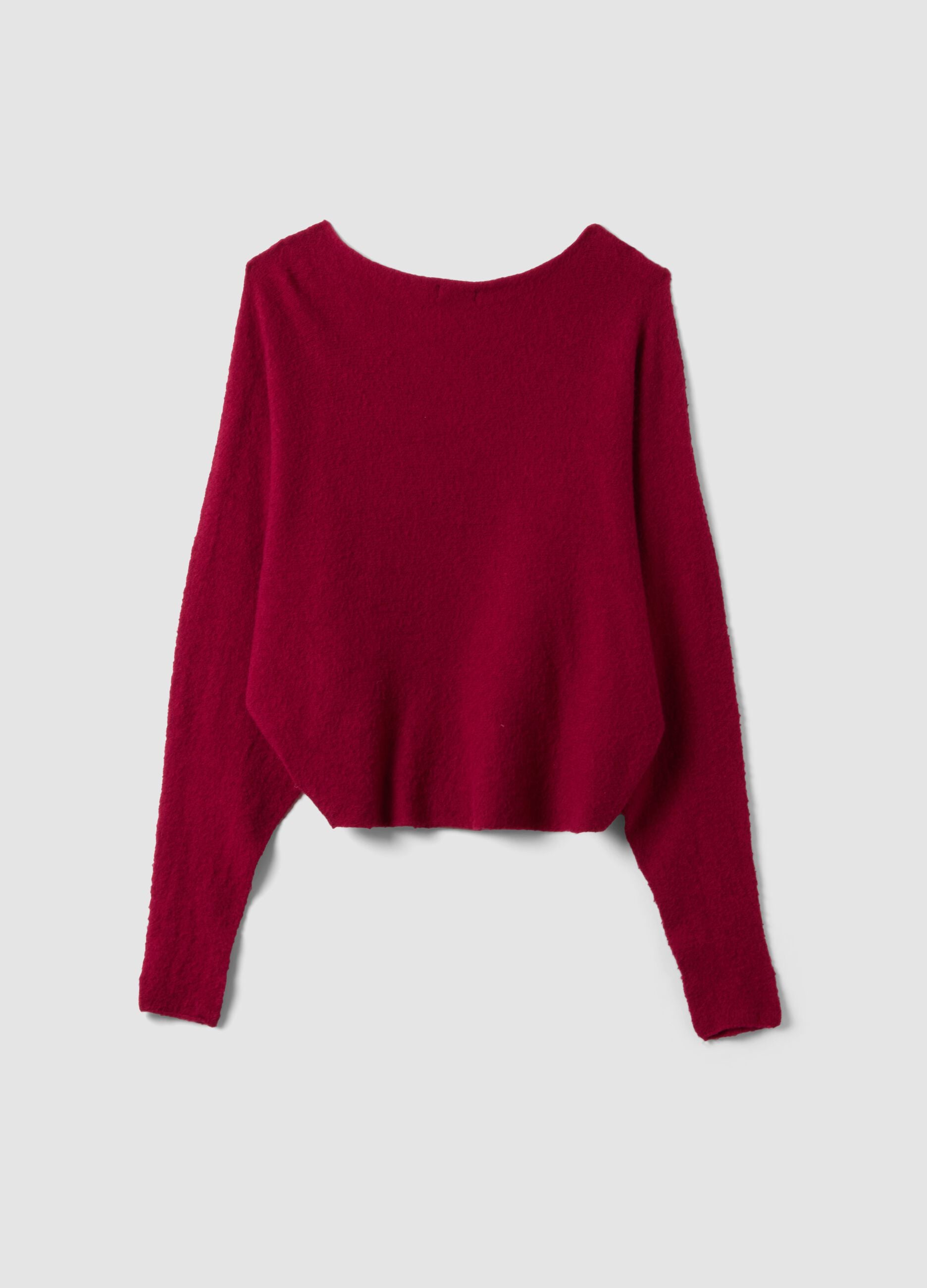 Red regular-fit top with wide neckline