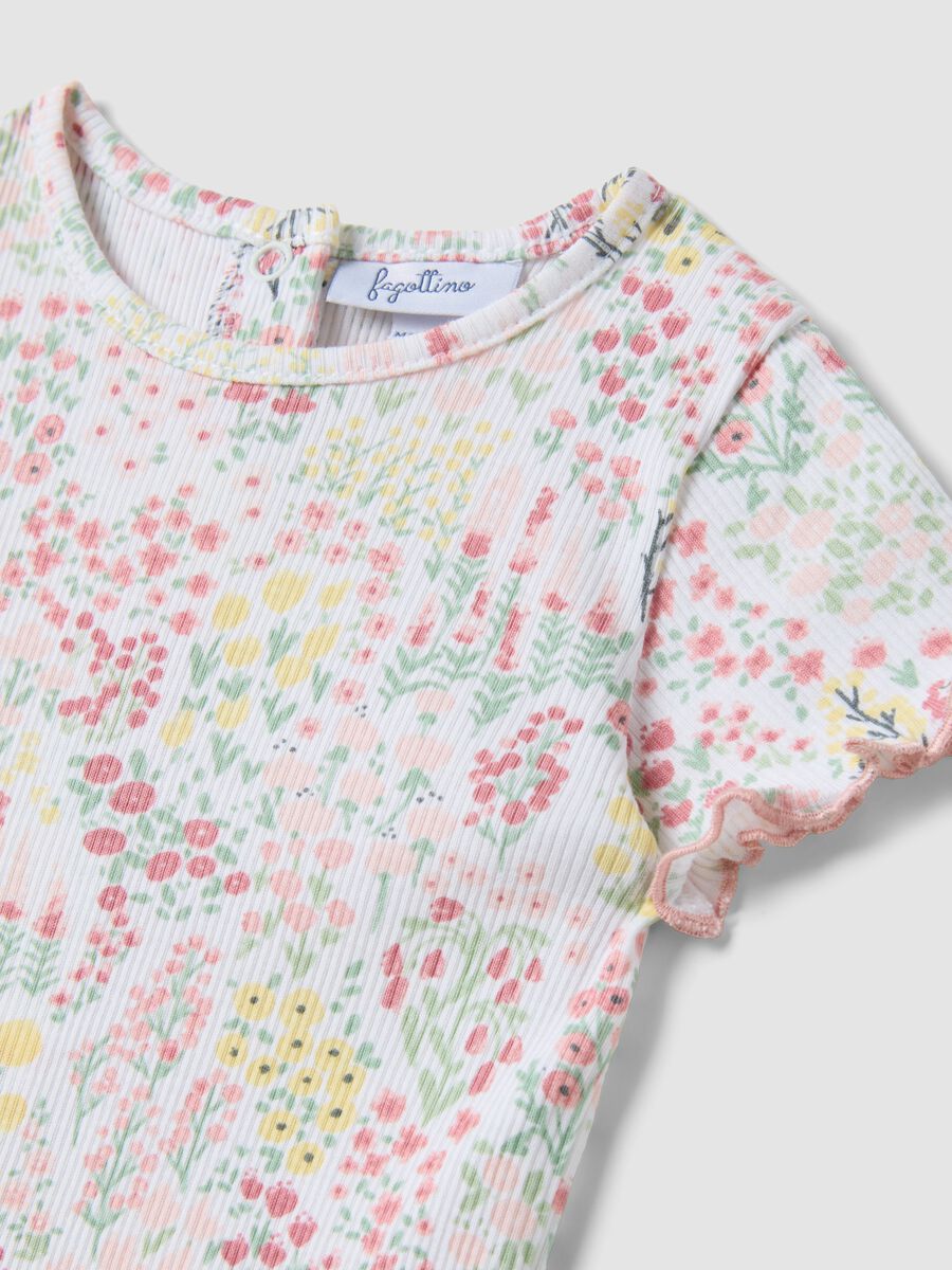Multicolour pure cotton baby girl T-shirt with floral pattern_2