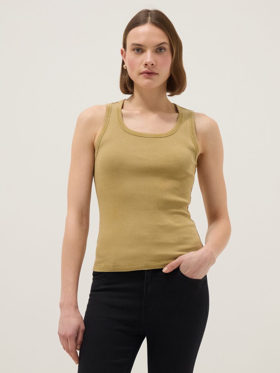 Gelbes Tanktop aus Stretch-Baumwolle, Regular Fit_2