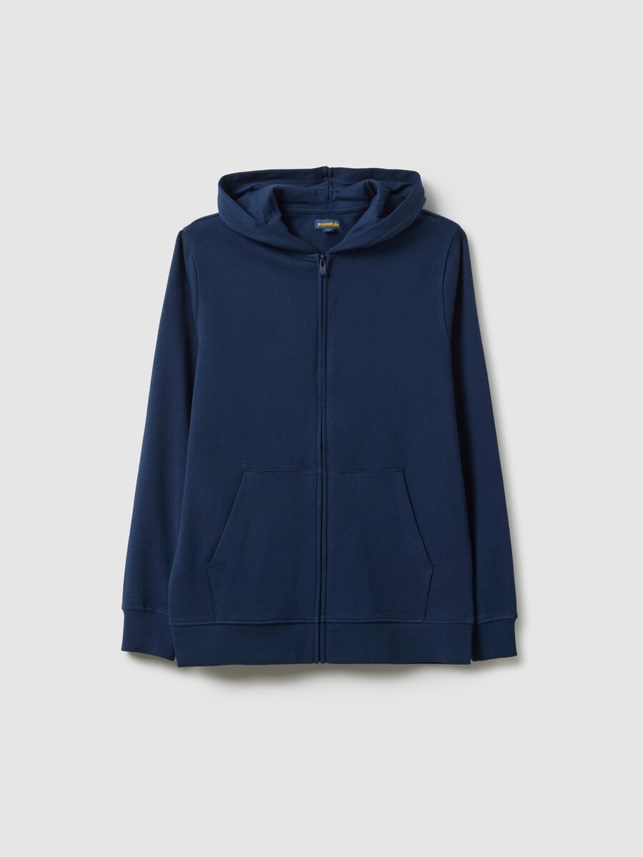 Blue regular fit cotton hoodie for boys_0