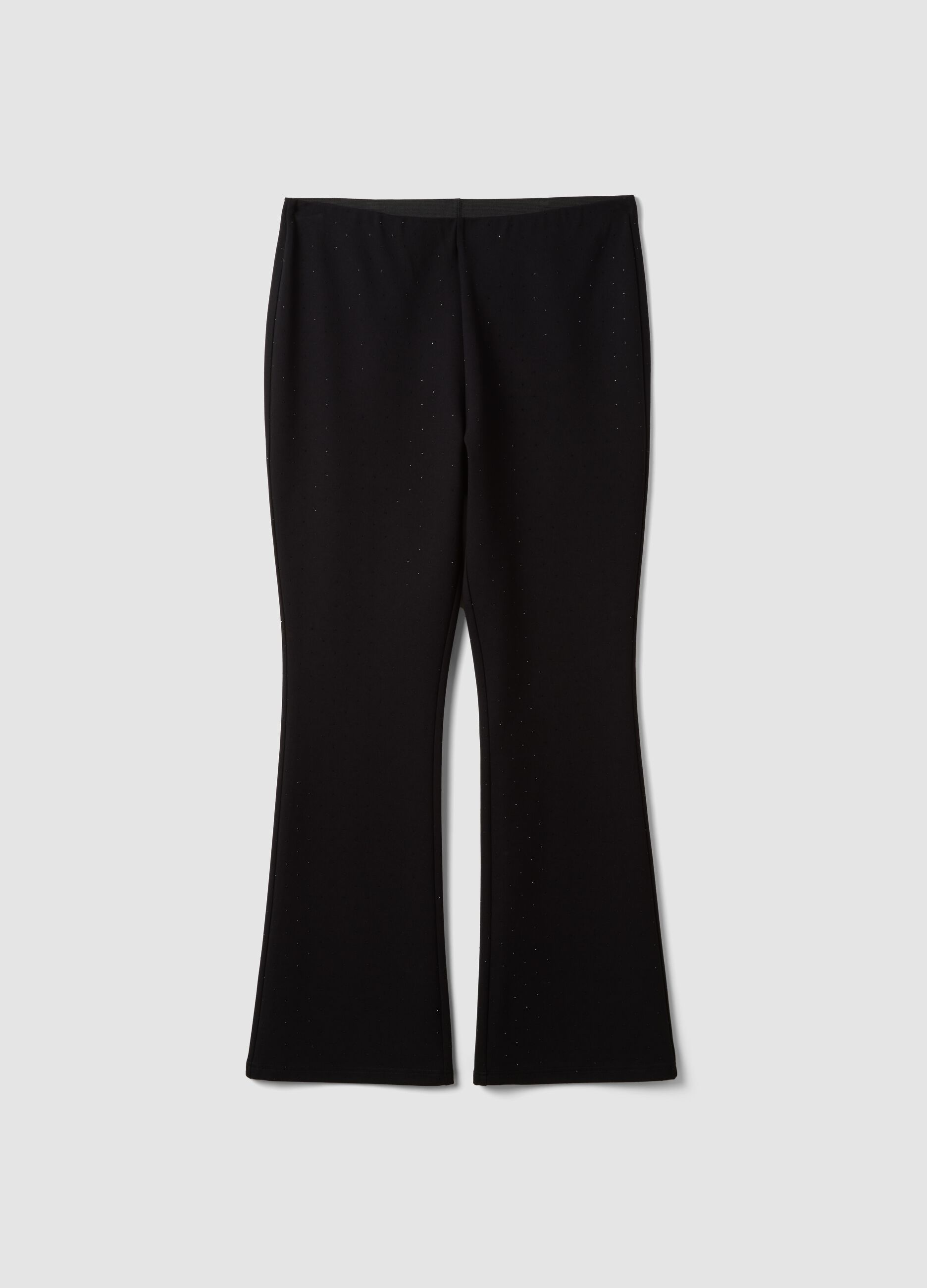 Black Milano-stitch flared leggings in stretch viscose