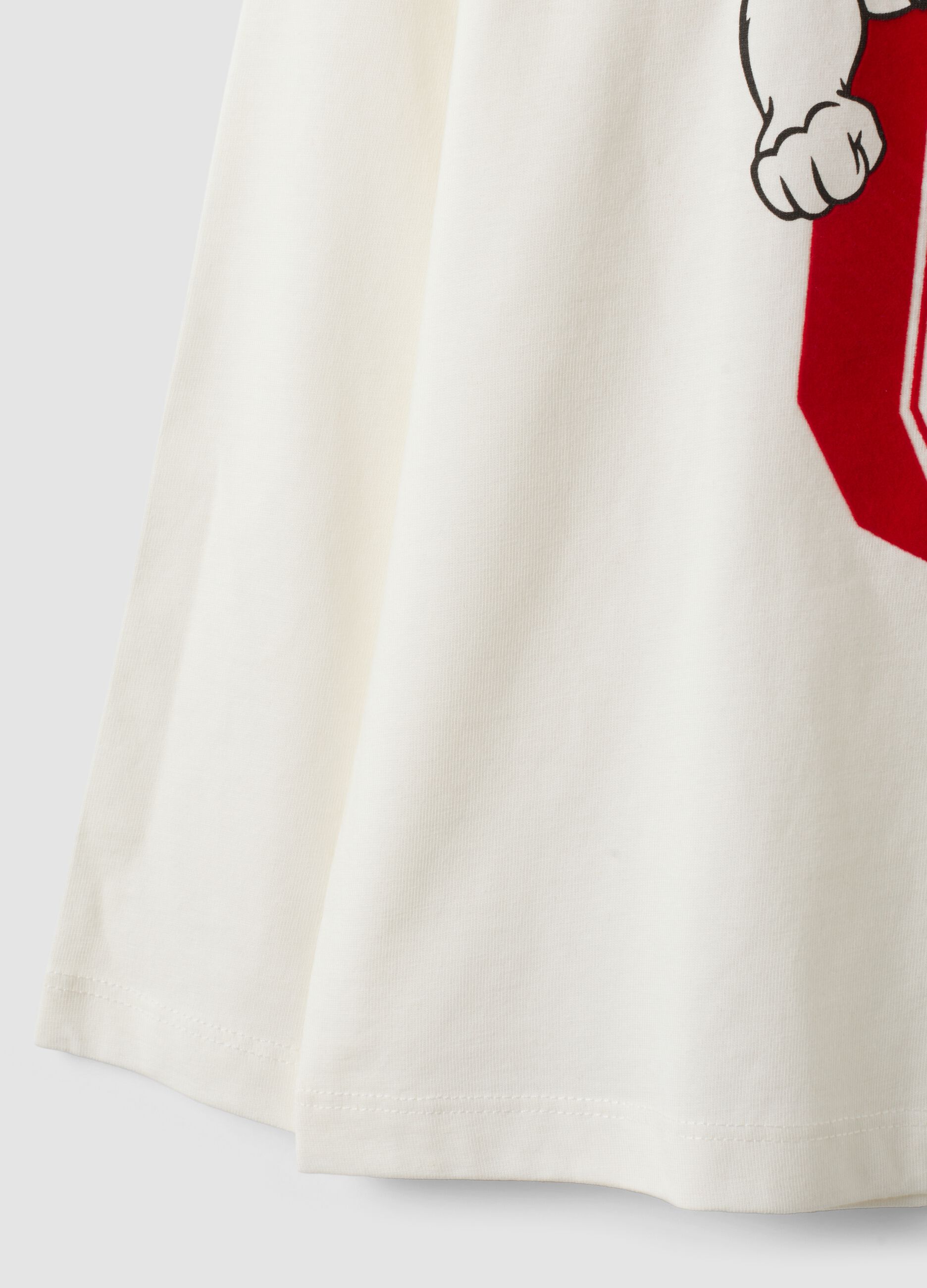 T-shirt bianca in puro cotone a girocollo con stampa orso per bambino