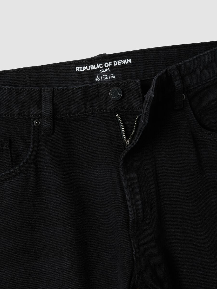Black cotton and viscose-blend slim-fit jeans_1