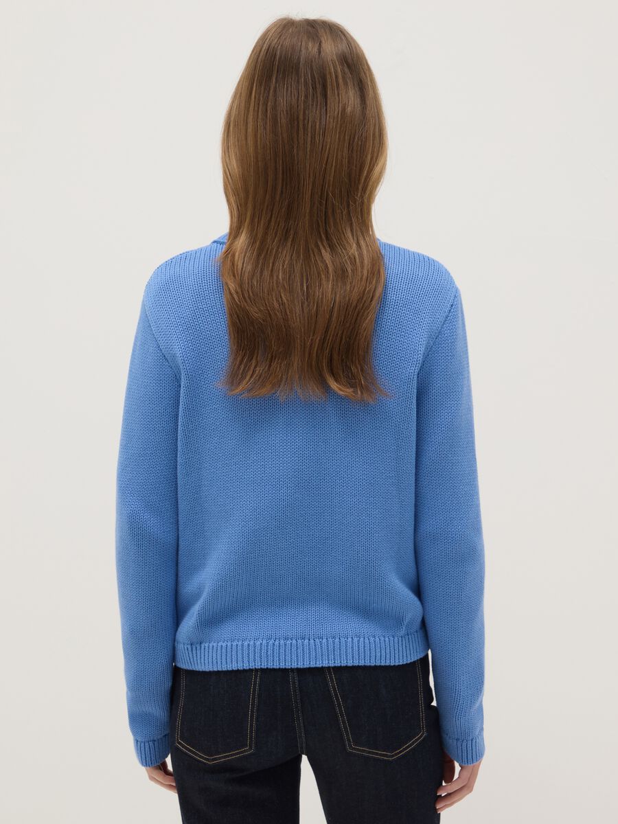 Regular fit blue cardigan in pure cotton with buttons_2