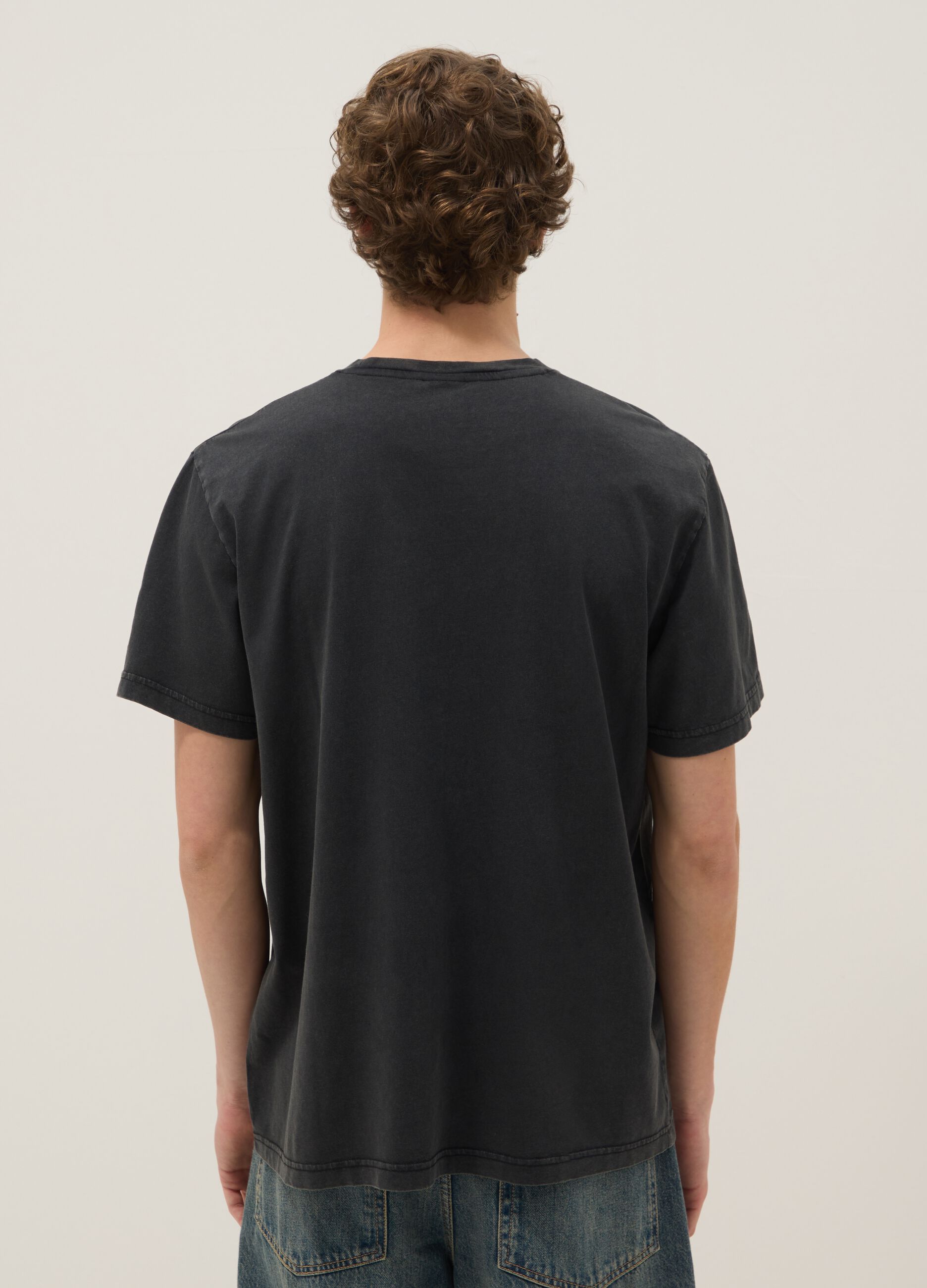 Schwarzes T-Shirt aus reiner Baumwolle mit 2Pac-Print, Relaxed Fit
