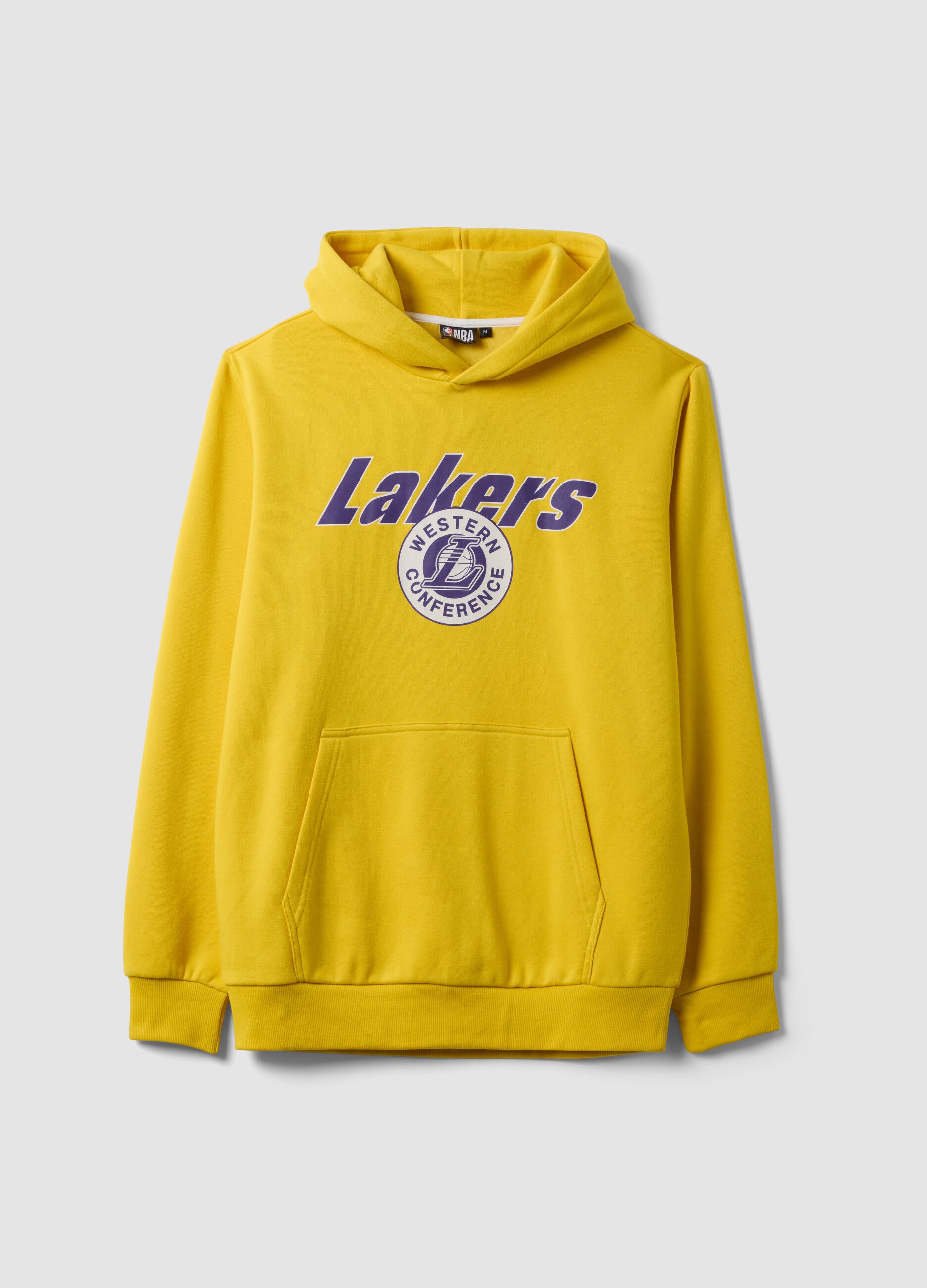 Sweatshirt amarela com capuz em mistura de algod&atilde;o com estampado Lakers