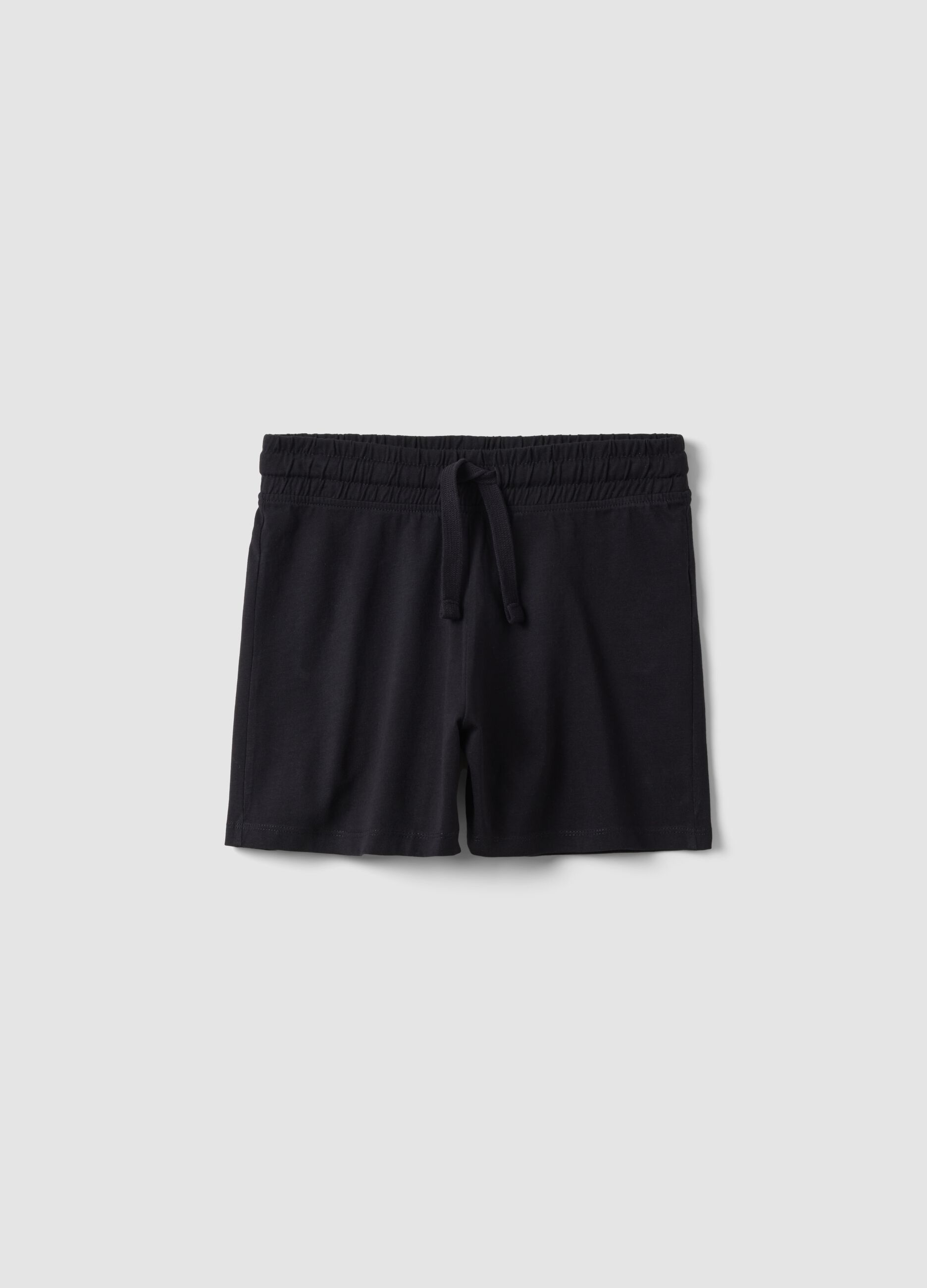Girls' black pure cotton shorts, regular fit