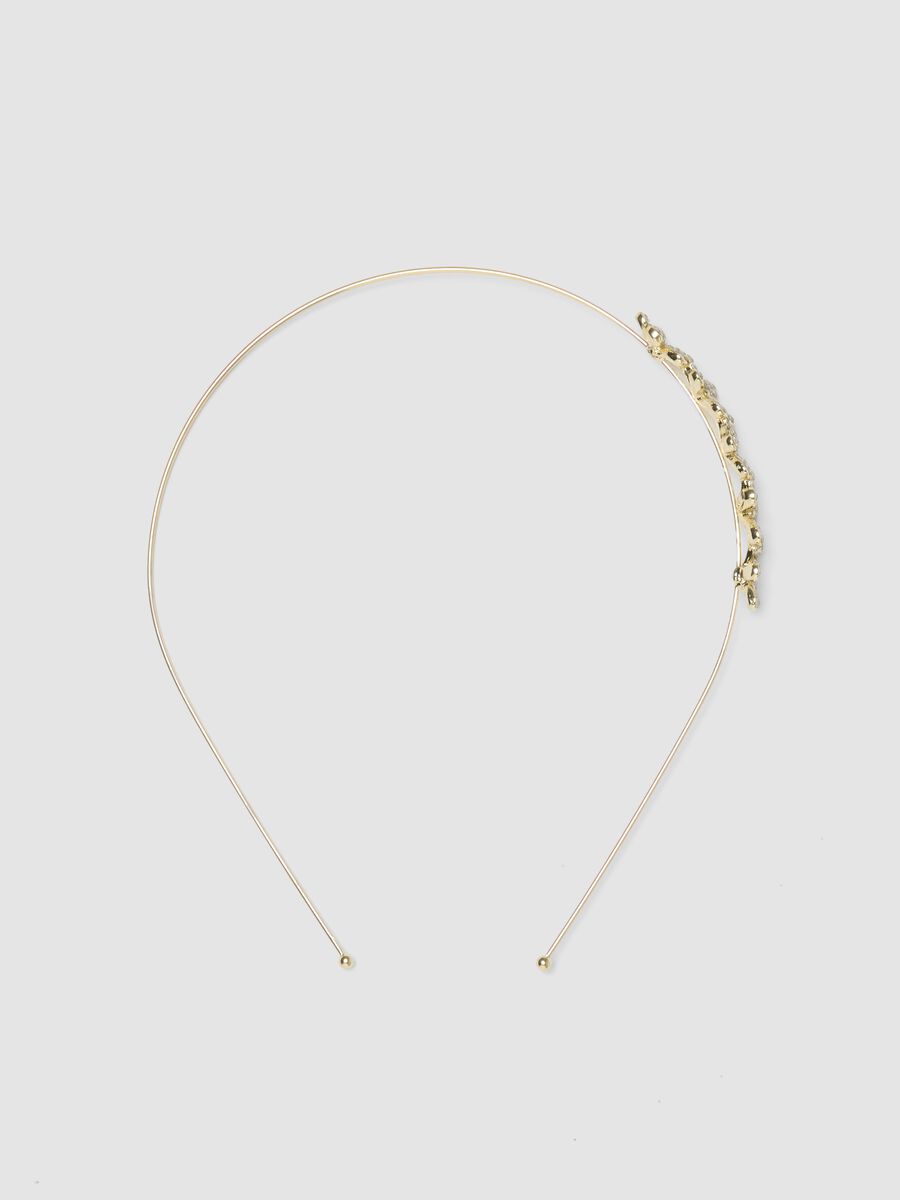 Golden girl's headband with floral decoration_0