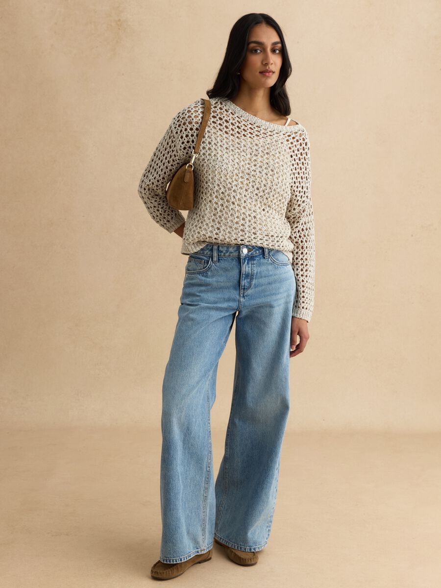 Beige cotton-blend knitted sweater_1