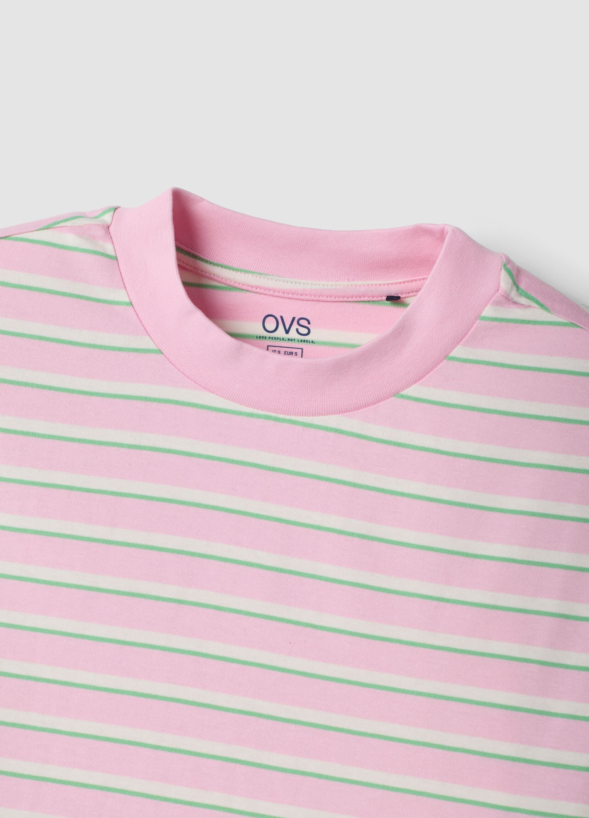 Pink striped pure cotton T-shirt