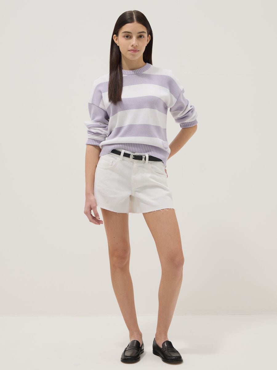 White pure cotton five-pocket shorts_0
