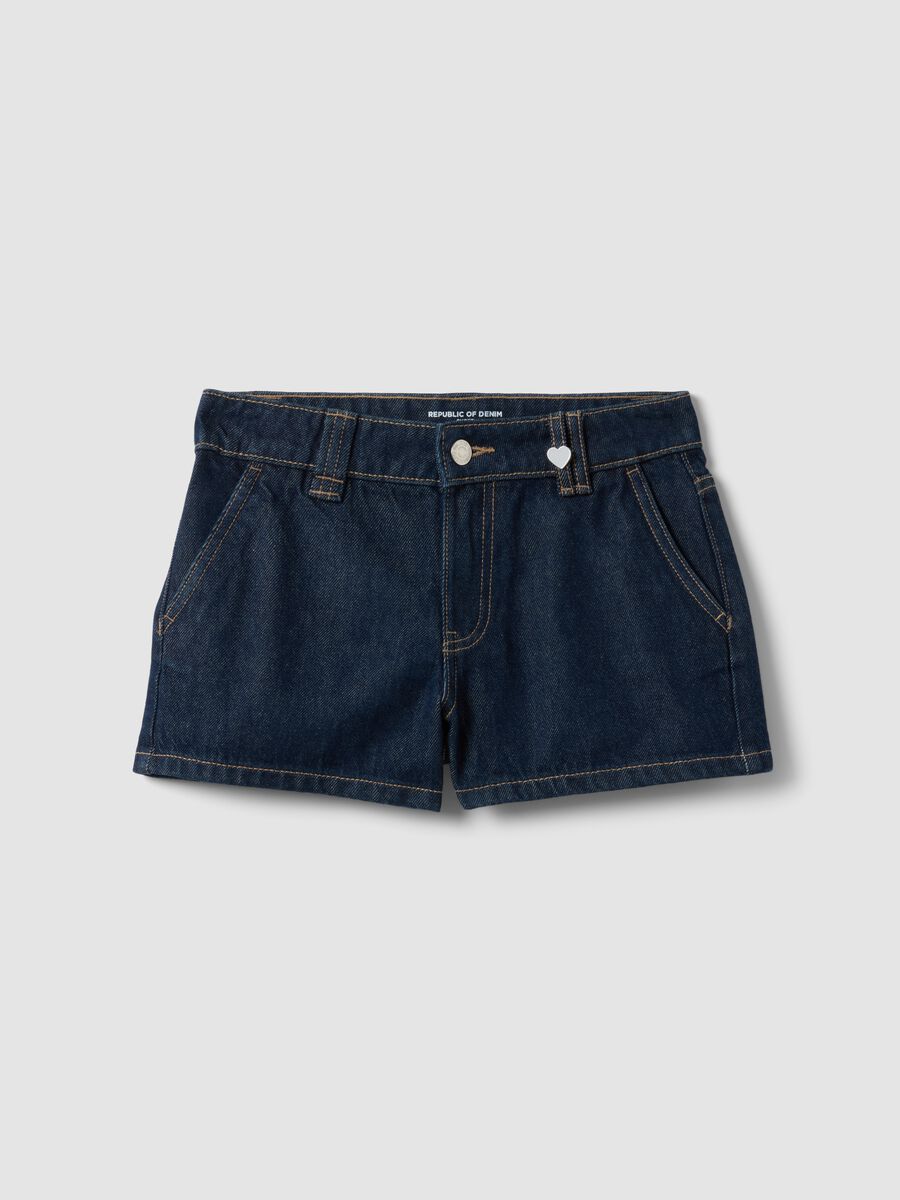 Blue denim shorts in pure cotton_3