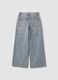 Light blue wide-leg denim jeans in pure cotton for girls_5
