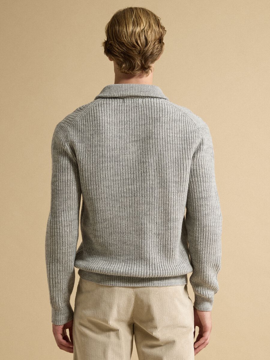 Light grey wool-blend jumper with collar, regular fit_3