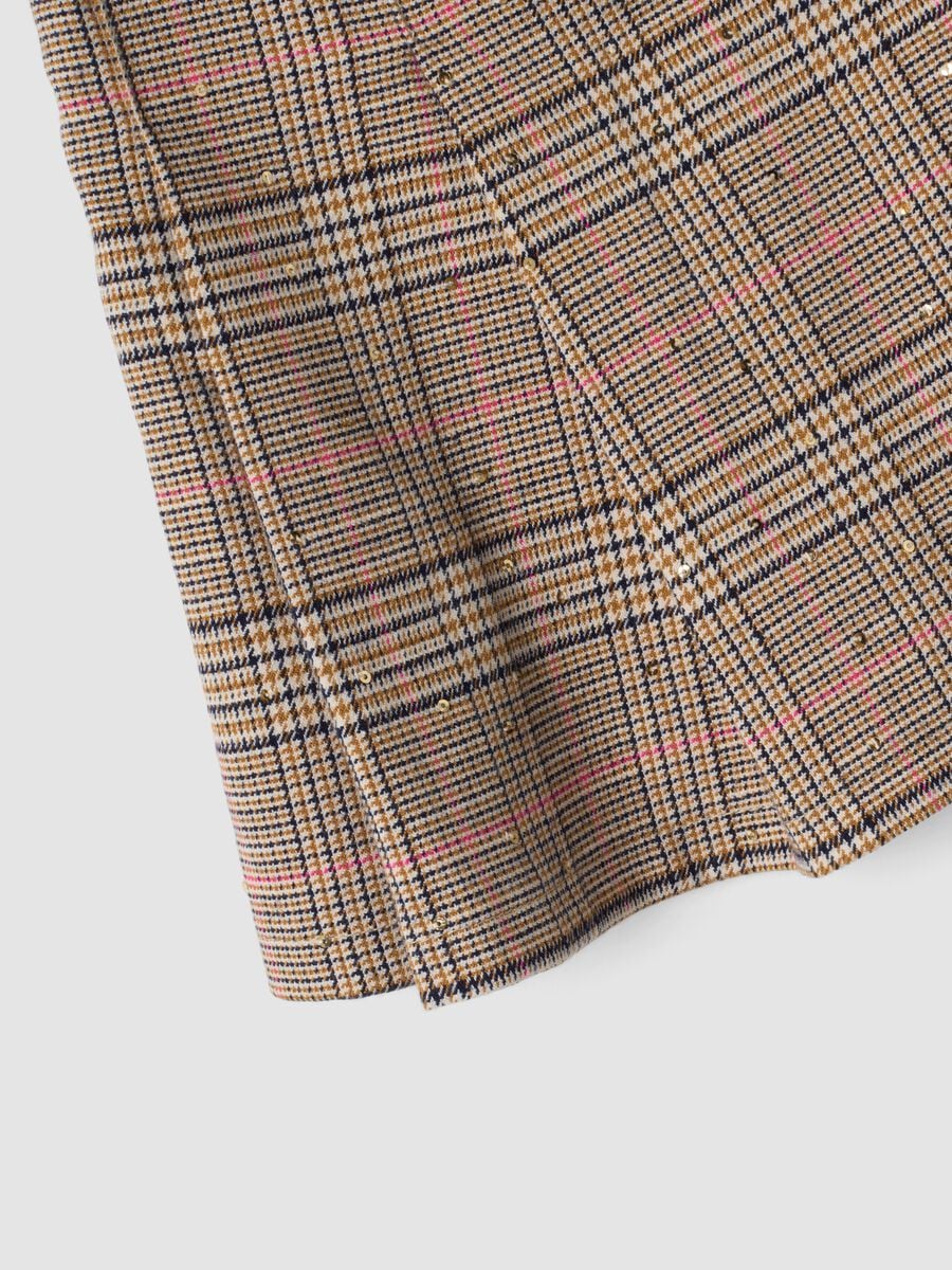 Girls&rsquo; brown checked stretch viscose skort_3