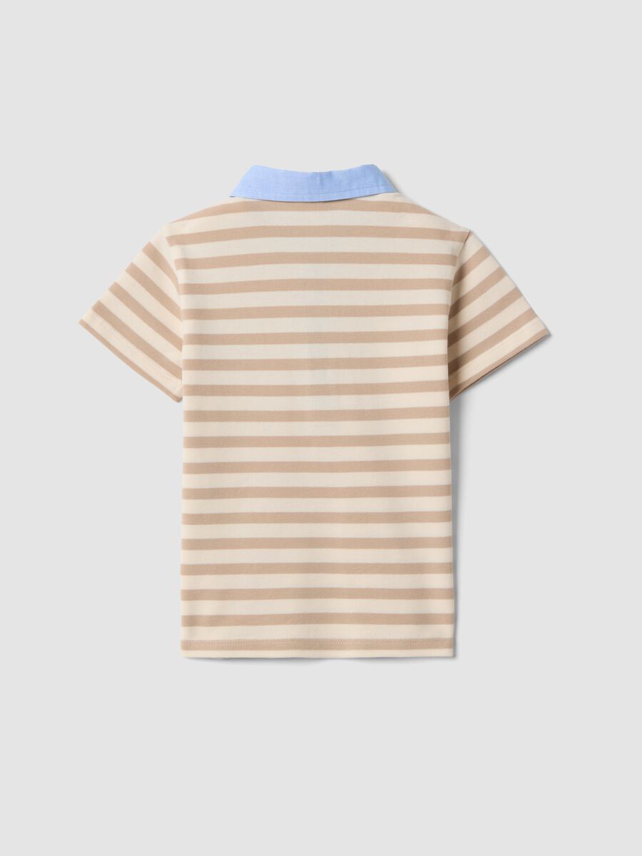 Polo de Algod&atilde;o El&aacute;stico com Riscas Multicolor e Bordado Mickey Mouse_1