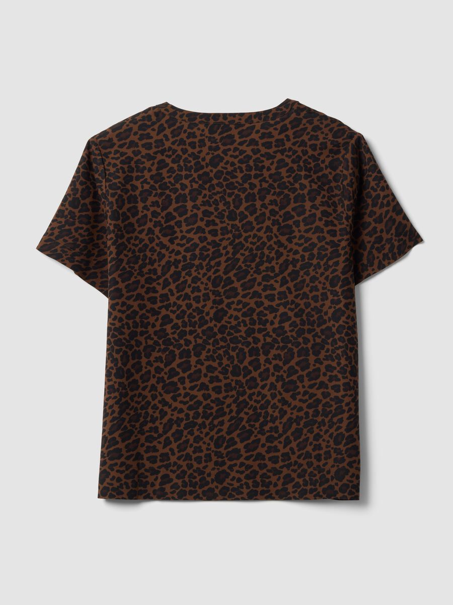 Braune Bluse aus reiner Viskose mit Stehkragen und Animal-Print, Regular Fit_1