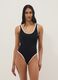 Schwarzer One-Piece-Badeanzug aus Stretchmaterial mit weissen Abschl&uuml;ssen_0
