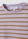 T-shirt crop viola in puro cotone a righe con stampa_5