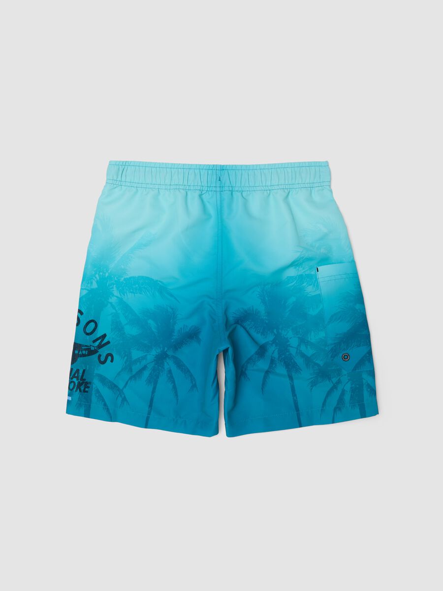 Short de bain bleu &agrave; imprim&eacute; tropical_1