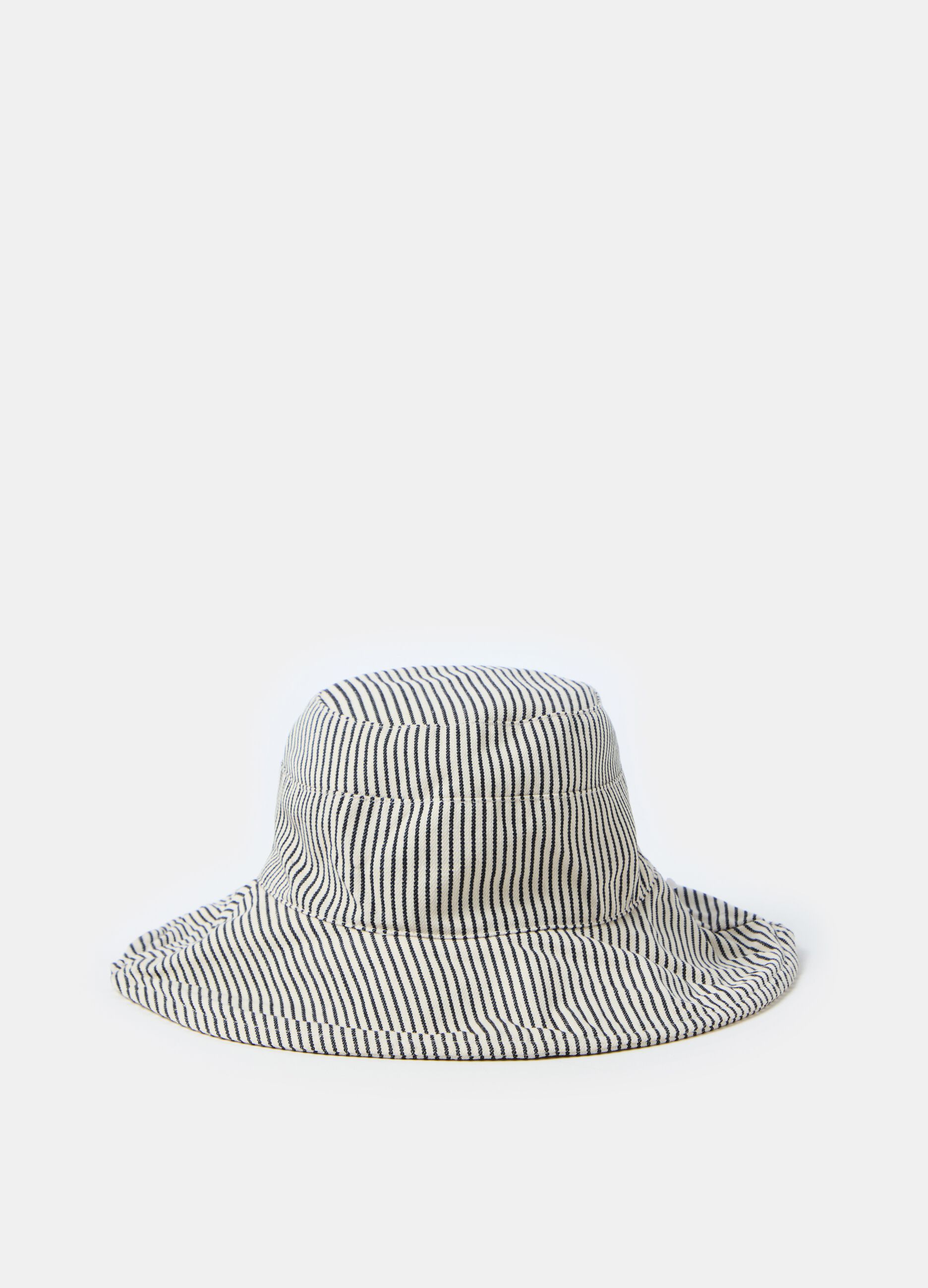 Cloche hat in striped cotton