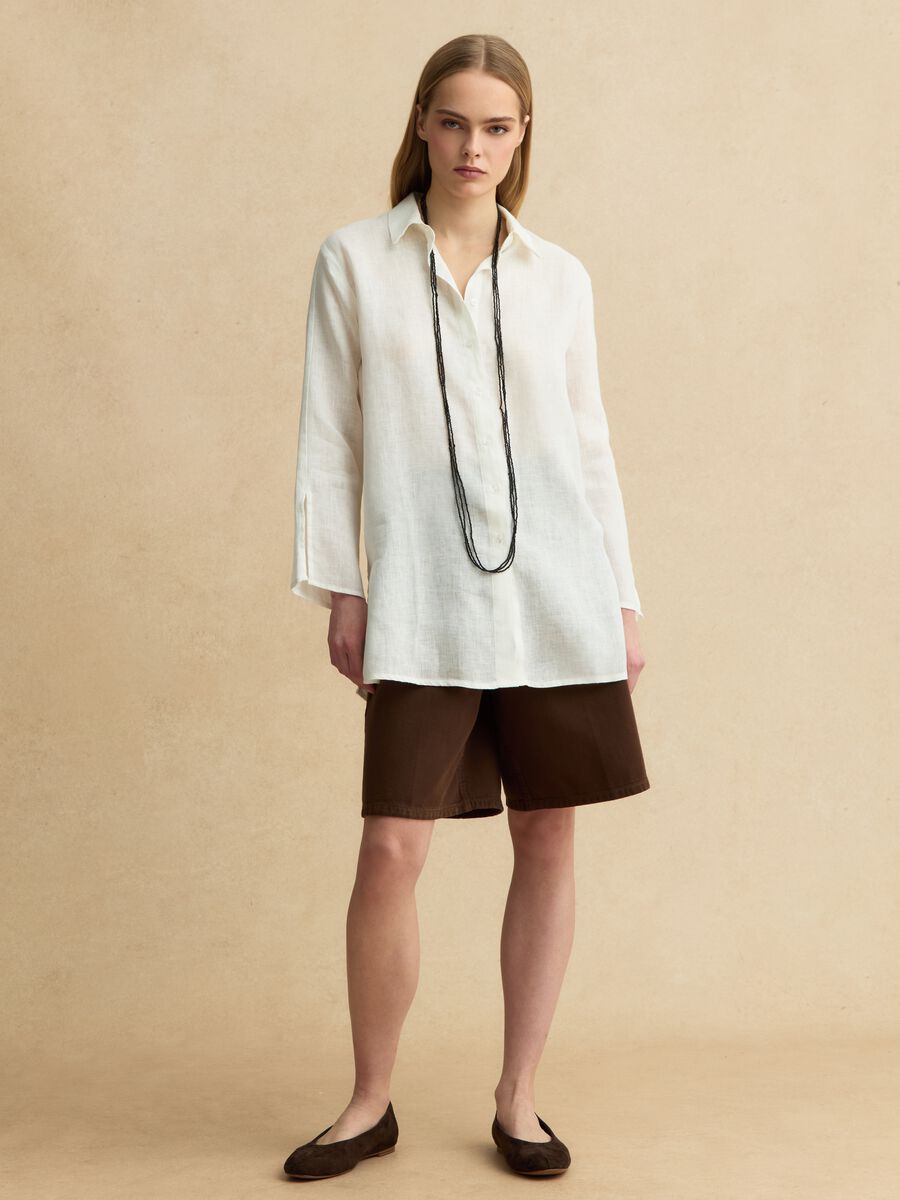 Camisa blanca de lino puro con corte oversize_2