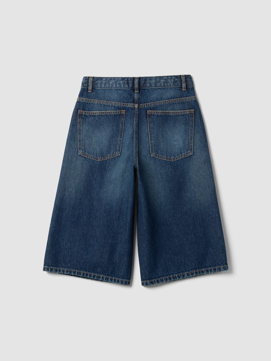 Baggy Shorts aus blauem Denim aus reiner Baumwolle_1
