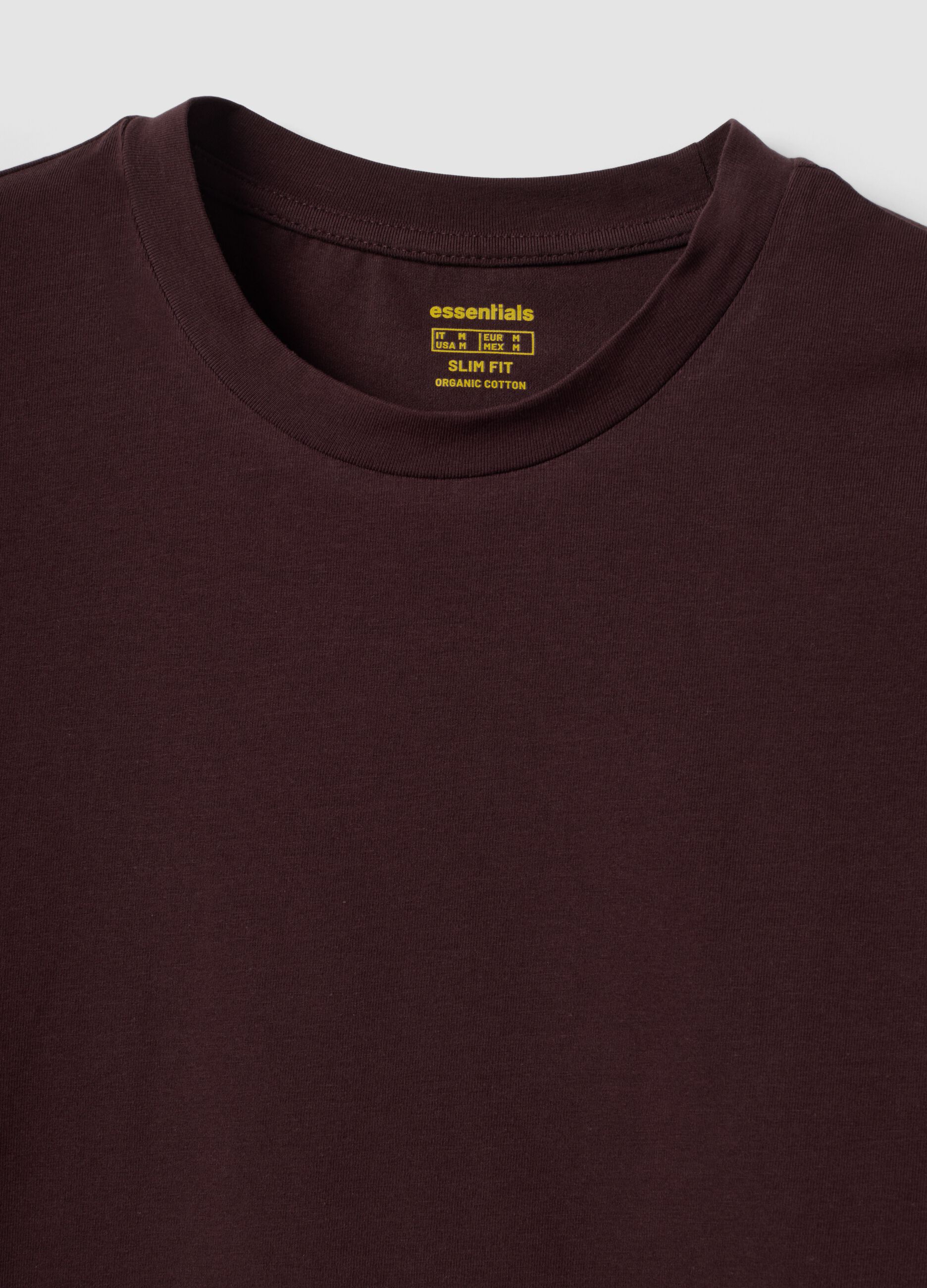 Brown organic cotton slim-fit short-sleeve T-shirt