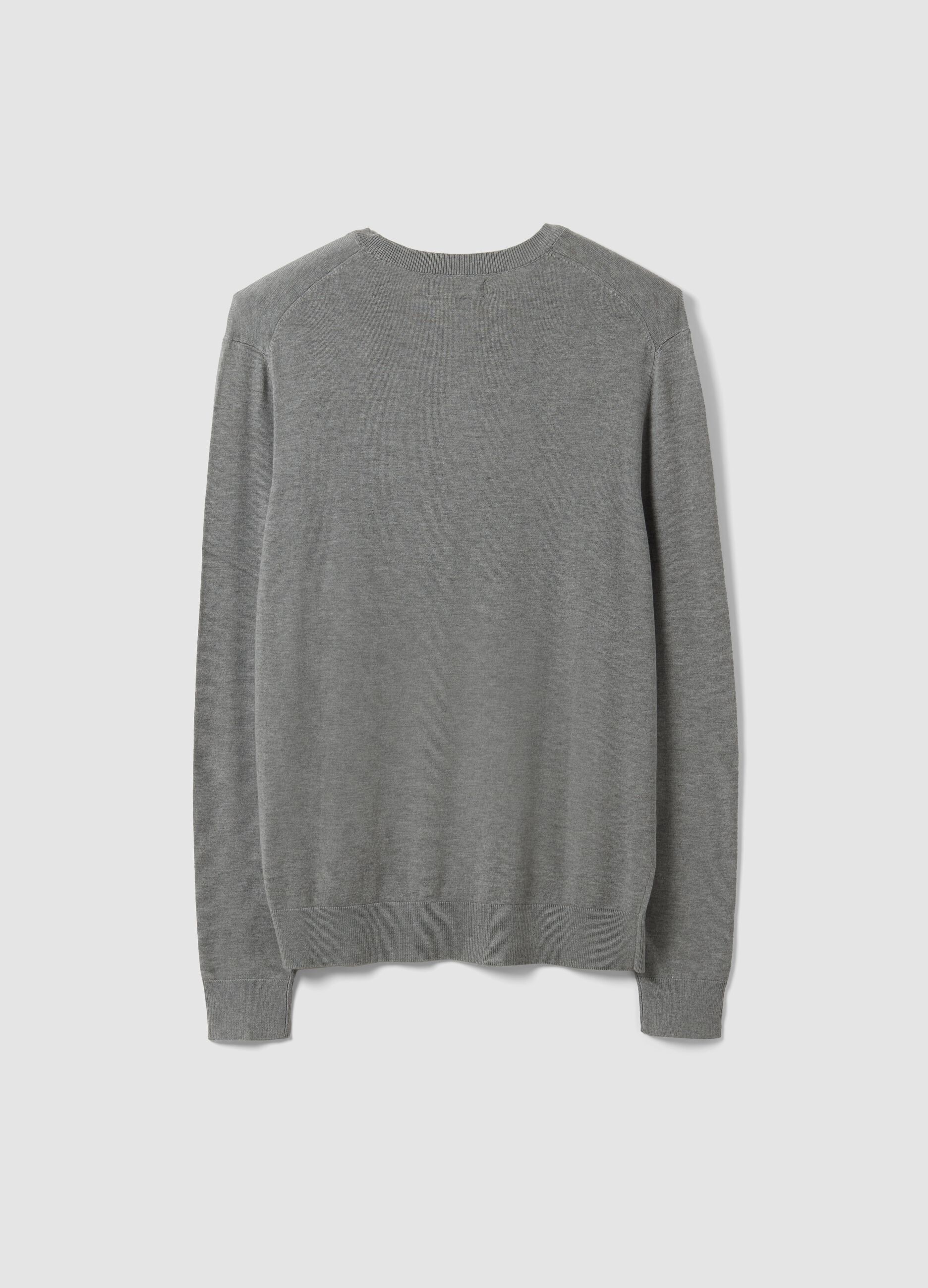 Grey viscose-blend V-neck jumper, regular fit