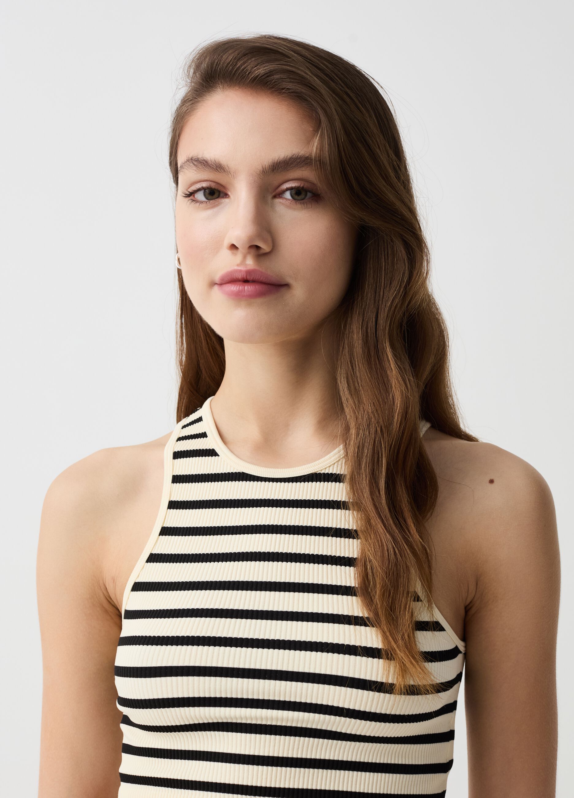 Seamless crop top with stripes