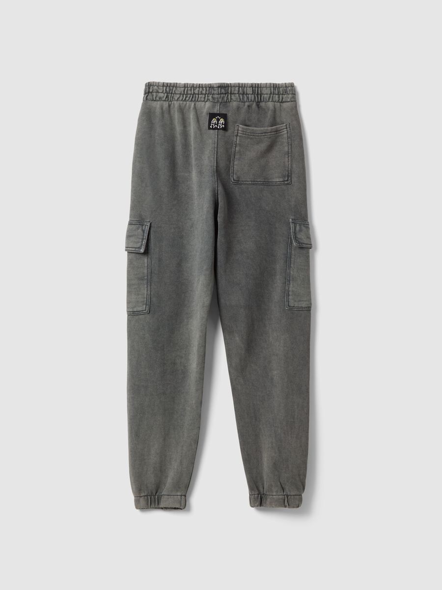 Boys' grey cotton blend cargo jogger trousers regular fit_4