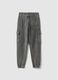 Boys' grey cotton blend cargo jogger trousers regular fit_4