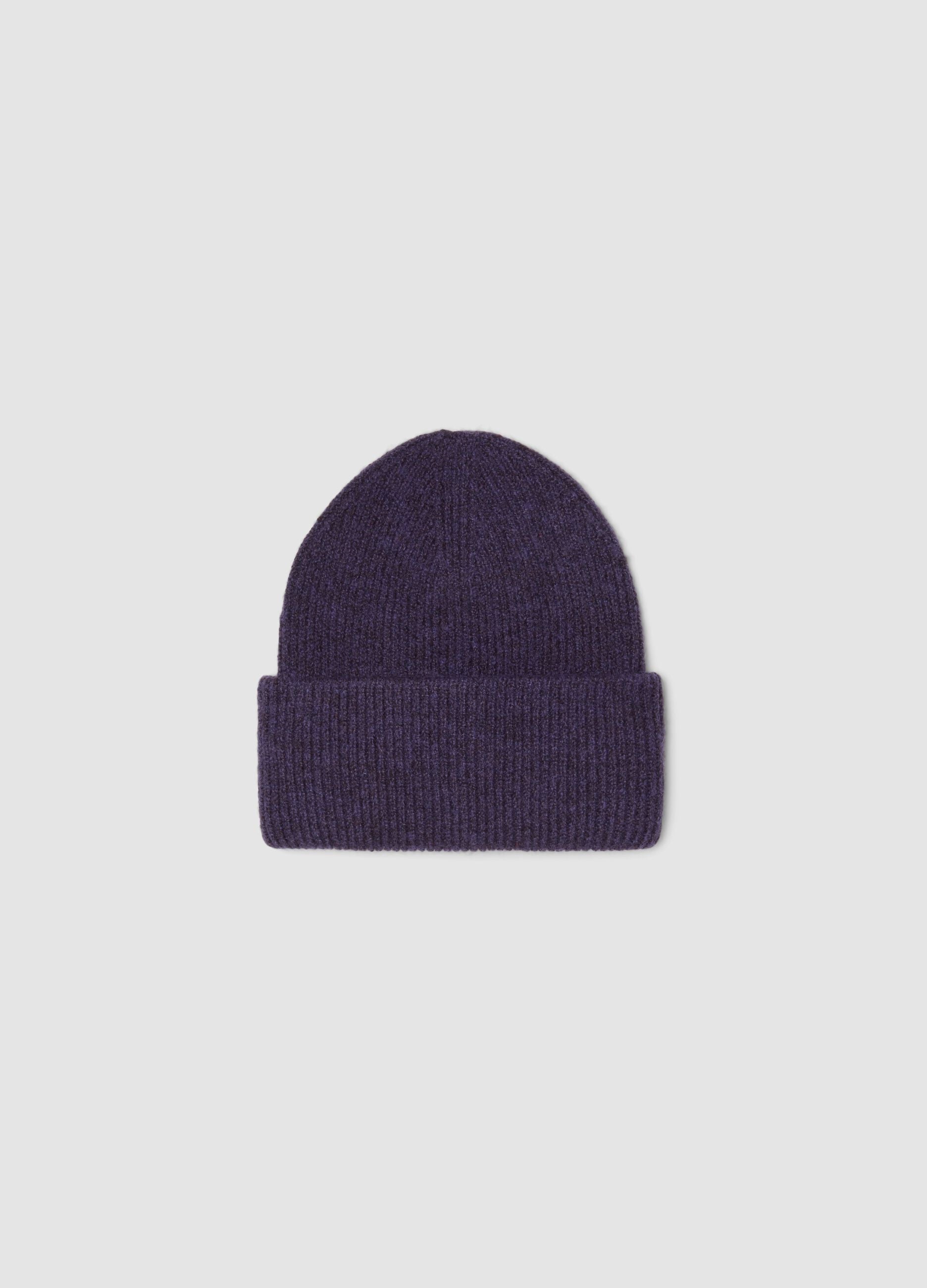 Lilac purple ribbed stretch-fabric beanie