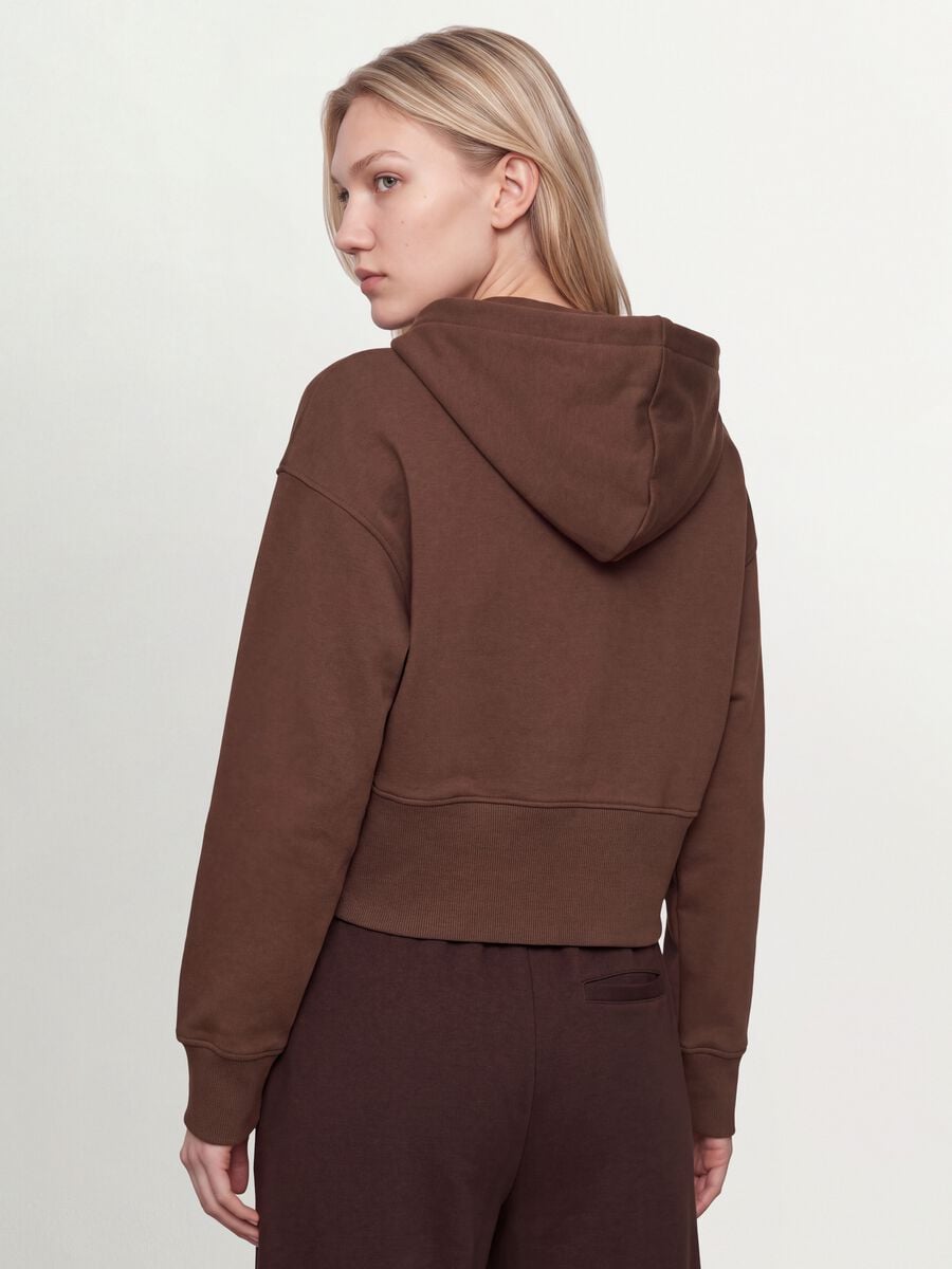 Brown fitted cotton-blend hoodie_3
