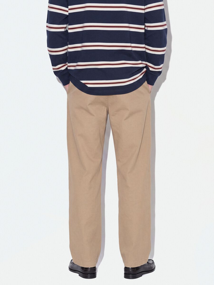 Beige pure cotton barrel-fit chino trousers_3