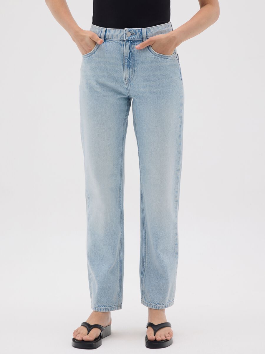 Women's regular fit light blue jeans in pure cotton_1