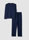 Blue pure organic cotton pyjamas with Henley neckline, regular fit_4