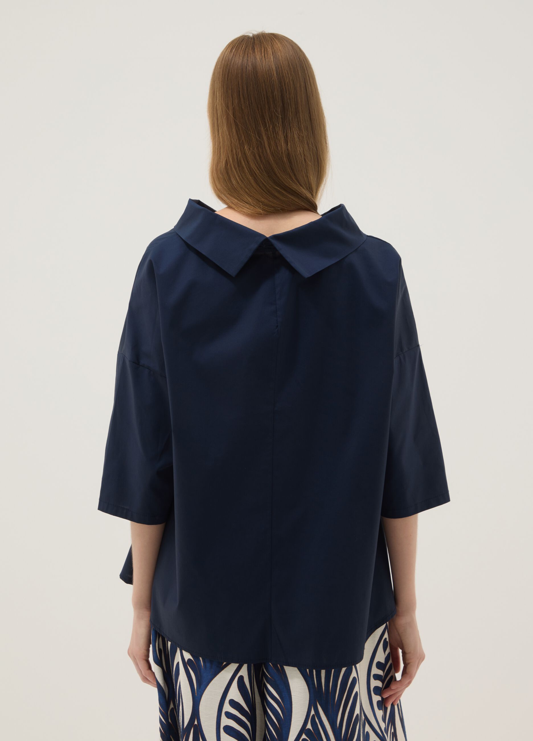 Blue stretch cotton top