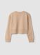 Beiges Sweatshirt aus reiner Bio-Baumwolle mit Rippkragen_1