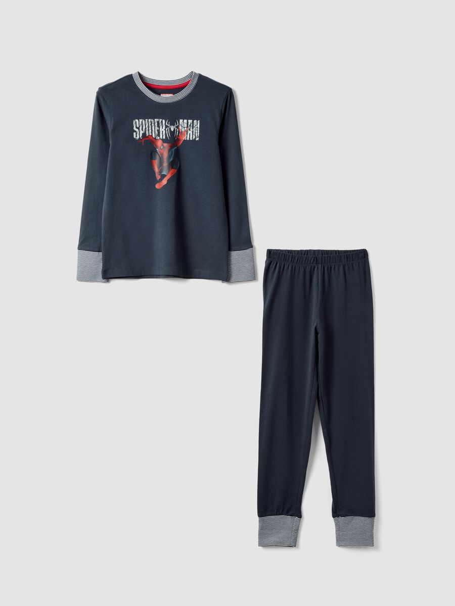 Blue organic cotton Spider-Man print pyjamas for boys_0