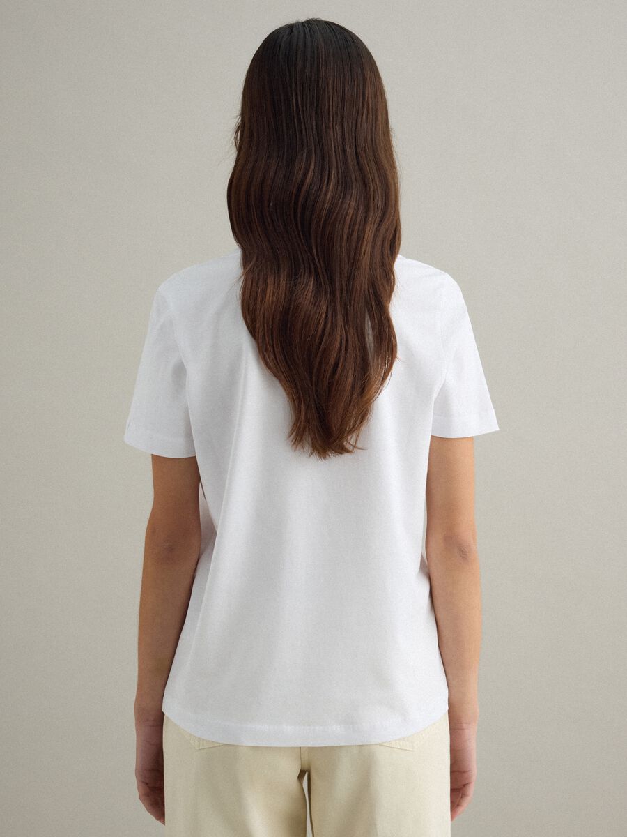 White pure cotton T-shirt regular fit deep V_4