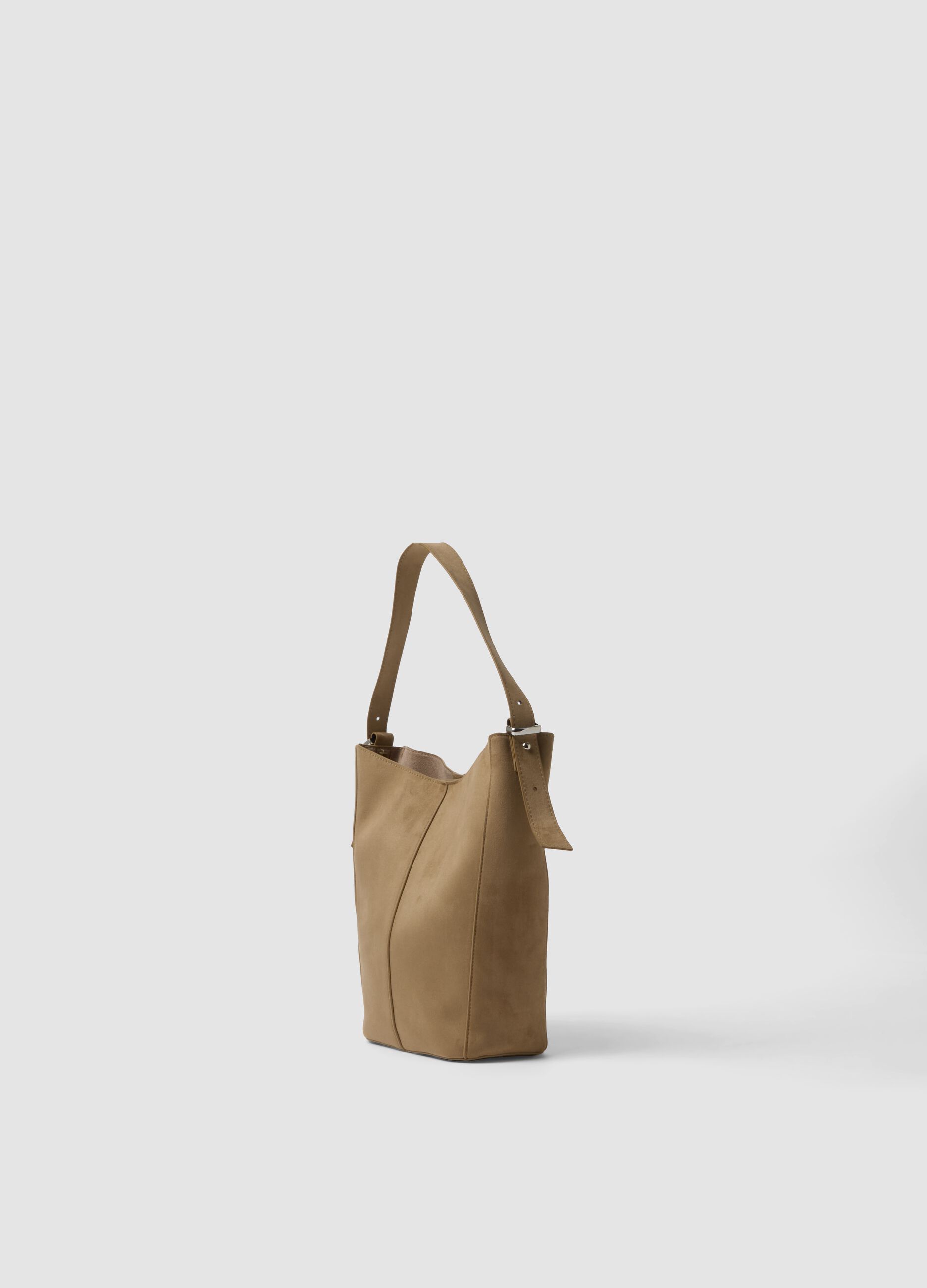 Brown shoulder bag in stretch fabric